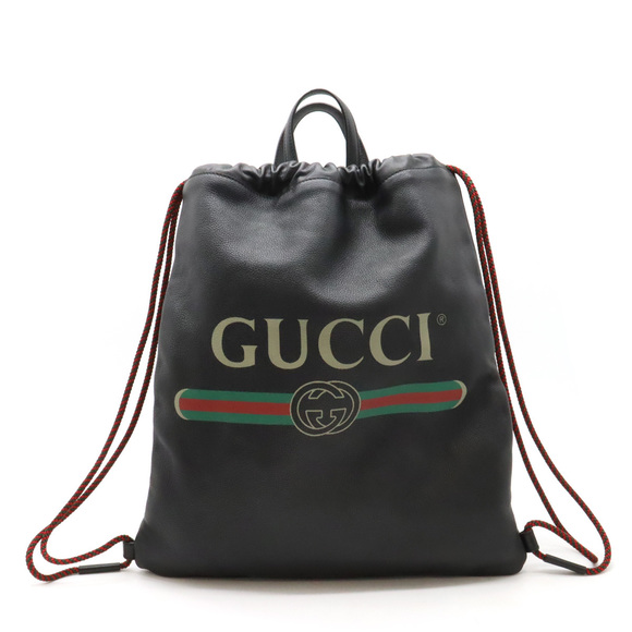 Gucci Other - Gucci Gucci Leather Print Drawstring Backpack 2WAY Leather Backpack 516639